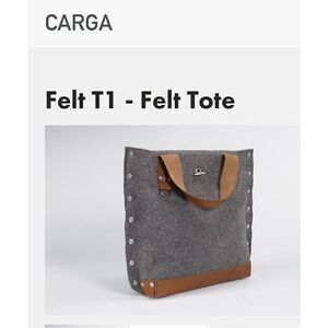 CARGA Felt T1 Tote Bag Gray Brown Leather Trim‎ Snap Closure Casual